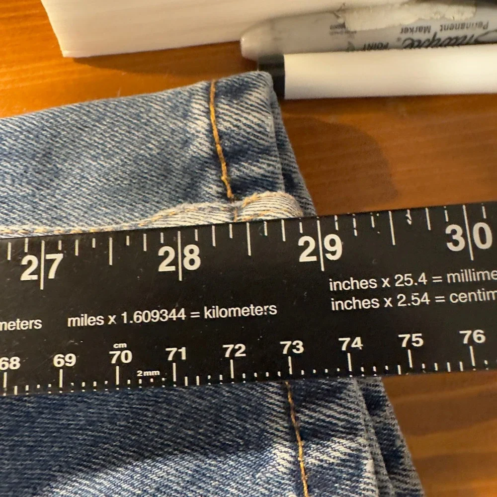 Levi's 505 Regular Fit‎ Jeans Mens 38x29 Blue Baggy Distressed Grunge Streetwear